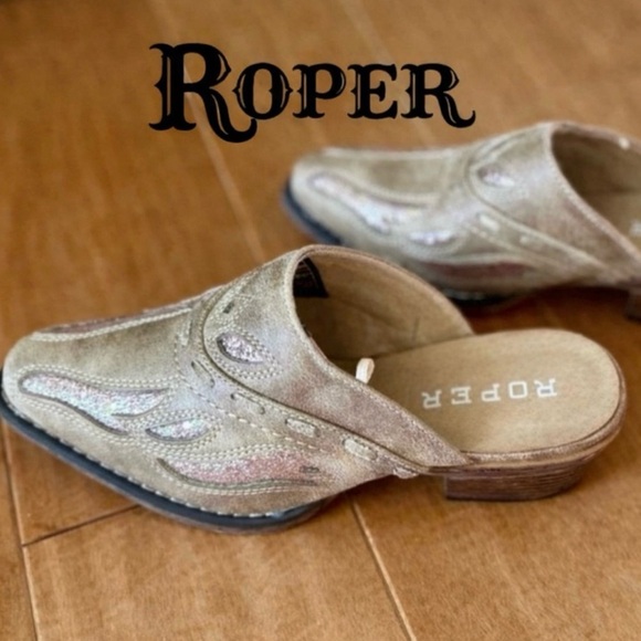 Roper Shoes - NWOT Roper Women's Nashville Beth Glittered Inlay Western Mules. Size 7.